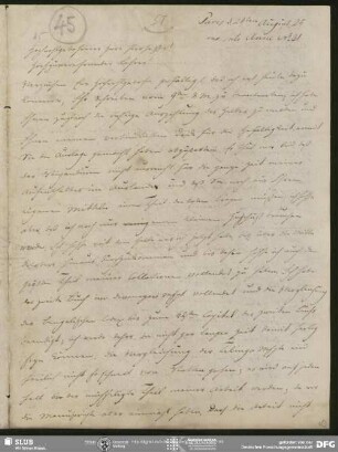 Eigenh. Brief von Christian Lassen an August Wilhelm von Schlegel, Paris, 21.08.1825