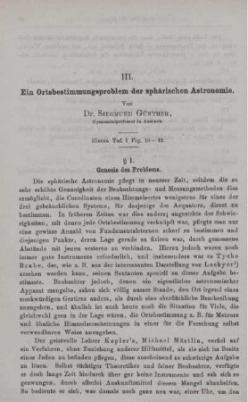 III. Ein Ortsbestimmungsproblem der sphärischen Astronomie.