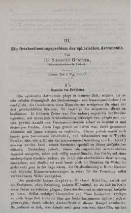 III. Ein Ortsbestimmungsproblem der sphärischen Astronomie.
