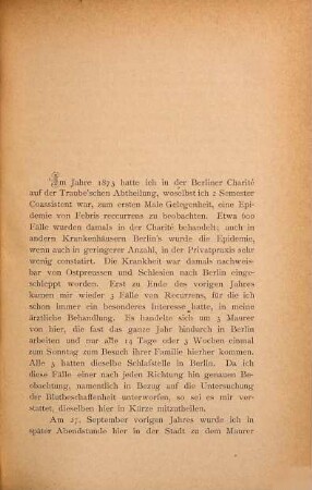 Über einige in der Praxis vorgekommene Fälle von Febris recurrens