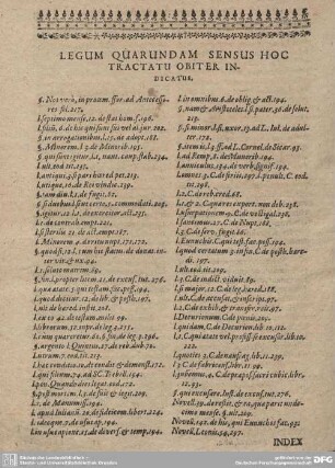Legum Quarundam Sensus hoc Tractatu Obiter Indicatus.