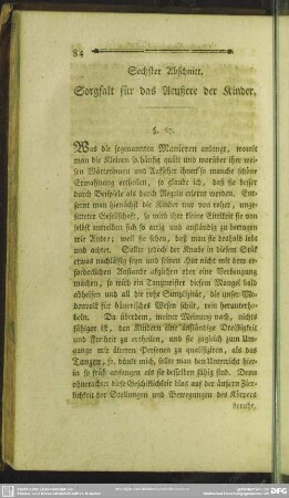 Sechster Abschnitt. Sorgfalt für das Aeußere der Kinder