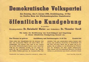 Dreikönigstreffen 1946 und Gründung der DVP auf Landesebene