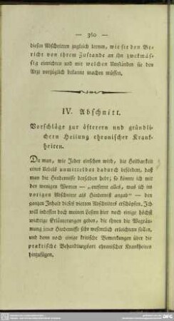 IV. Abschnitt. Vorschläge zur öfteren und gründlichen Heilung chronischer Krankheiten