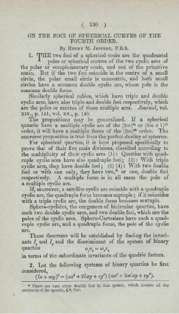On the foci of spherical curves of the fourth order.