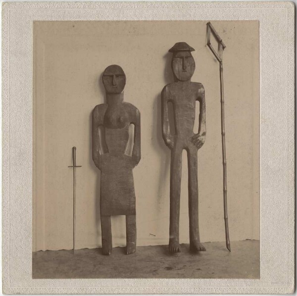 Two wooden grave figurines