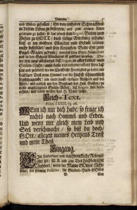 Leich-Text. Psalm LXXIII, 25, 26.