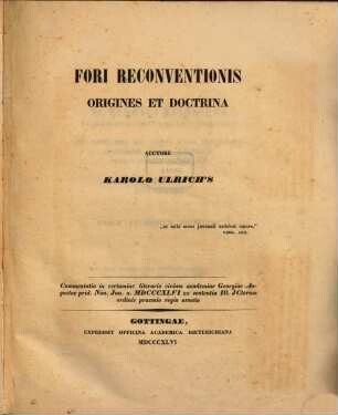 Fori reconventionis origines et doctrina