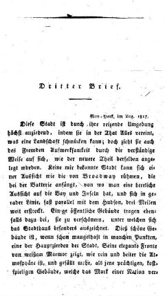 Dritter Brief: Landschaften von New-York. - Gebäude. - Long-Island. - Fluß Hudson. - Dampfbote.