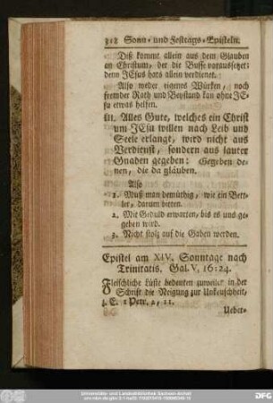 Epistel am XIV. Sonntage nach Trinitatis. Gal. V, 16 - 24.