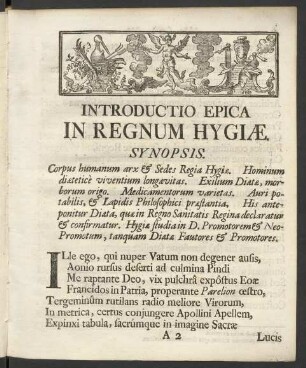 Introduction Epica In Regnum Hygiae. Synopsis