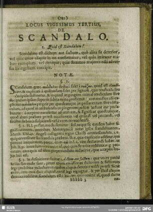 Locus Vigesimus Tertius. De Scandalo