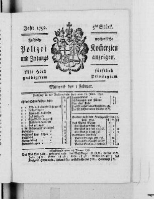 5tes Stück., Ausgabe vom 1. Februar 1792