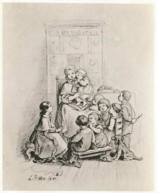Richter, Ludwig: Eine Geschichte. 1849. Feder, Tusche