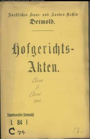 Cleve, Jürgen gegen Gert Cleves Witwe - Schuldforderung