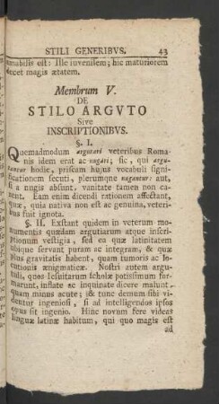 Membrum V. De Stilo Arguto Sive Inscriptionibus