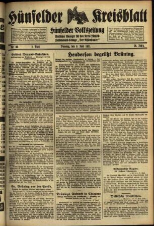 Zweite Ausgabe vom Dienstag, den 09. Juni 1931.