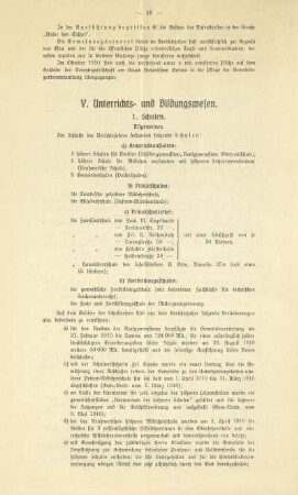 V. Unterrichts- und Bildungswesen