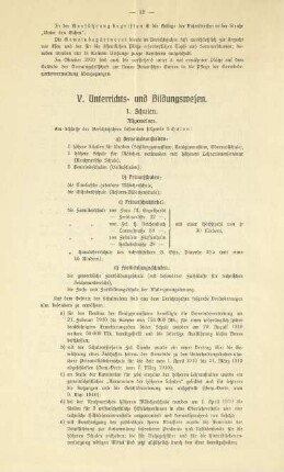 V. Unterrichts- und Bildungswesen