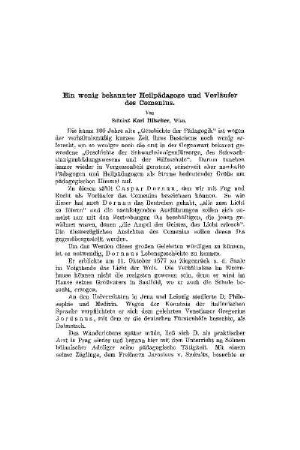 Ein wenig bekannter Heilpädagoge und Vorläufer des Comenius : [Dornau Caspar]