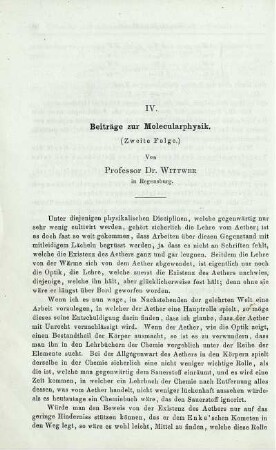 IV. Beiträge zur Molecularphysik. (Zweite Folge.)
