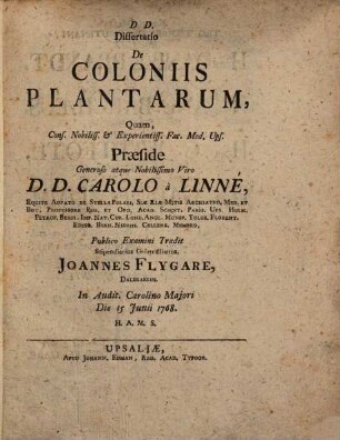 Diss. de coloniis plantarum