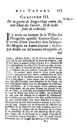 Chapitre III. De la guerre de Zingis-Chan contre Aunäk-Chan des Caraits, & de la défaite de ce dernier