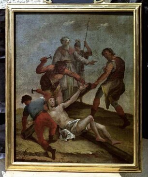 Kreuzweg — Christus wird an das Kreuz genagelt
