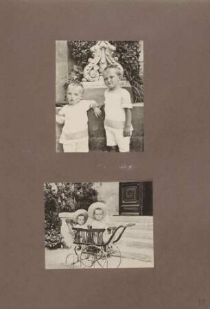 oben: 2 Söhne der Prinzessin Hermine zu Schönaich-Carolath unten: 2 Söhne der Prinzessin Hermine zu Schönaich-Carolath im Kinderwagen