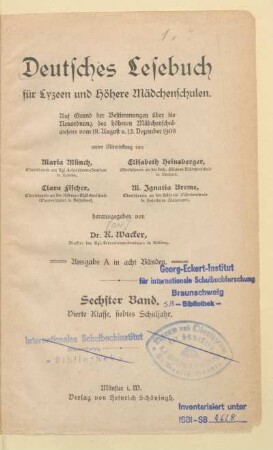 Band 6 = Klasse vier, siebtes Schuljahr, [Schülerband]: [Band 6 = Klasse vier, siebtes Schuljahr, [Schülerband]]