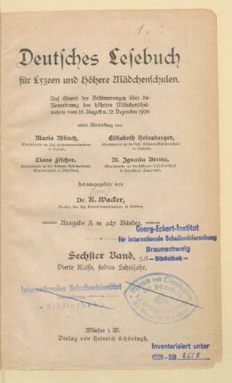 Band 6 = Klasse vier, siebtes Schuljahr, [Schülerband]: [Band 6 = Klasse vier, siebtes Schuljahr, [Schülerband]]