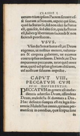 Caput VIII. Peccatum Cum Suis Differentiis.