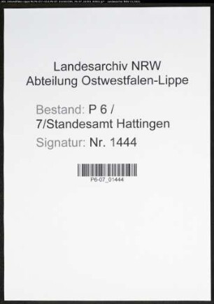 Heiratsregister Standesamt Hattingen
