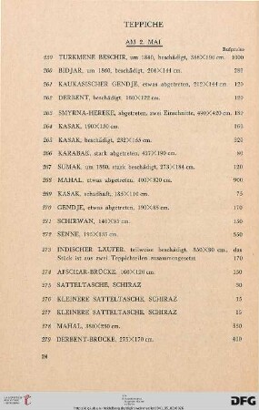 Teppiche (Nr. 259-285)