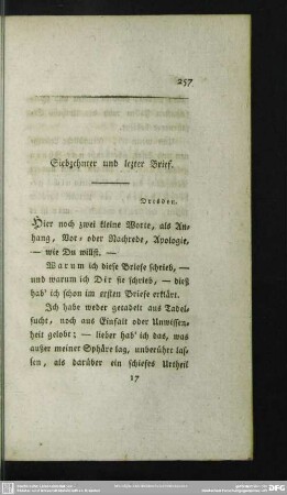 Siebzehnter und lezter Brief. Dresden