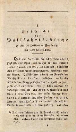 Beschreibung des Wallfahrtsortes der Vierzehn-Heiligen zu Frankenthal und der damit verbunden gewesenen Cistercienser-Abtei Langheim im Ober-Mainkreise