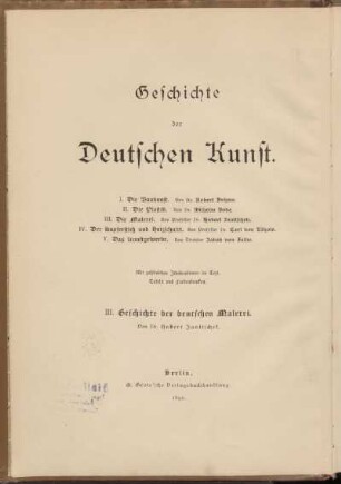 3: Geschichte der deutschen Malerei : mit Textillustrationen, Tafeln und Farbendrucken