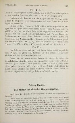 Drittes Kapitel. Das Prinzip der virtuellen Geshwindigkeiten.