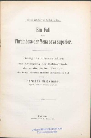 Ein Fall von Thrombose der Vena cava superior