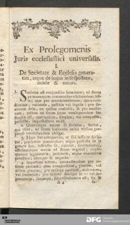 Ex Prolegomenis Juris ecclesiastici universalis.
