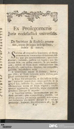 Ex Prolegomenis Juris ecclesiastici universalis.