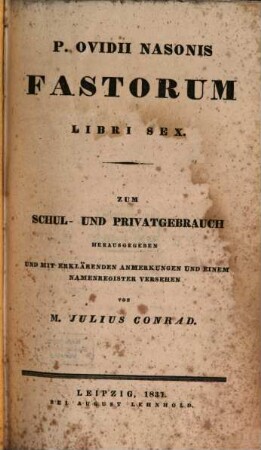 P. Ovidii Nasonis Fastorum libri sex