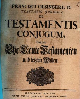 Tractatio iur. de testamentis coniugum