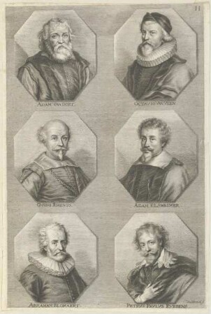 Gruppenbildnis von Adam van Oort, Octavio van Veen, Guido Reni, Adam Elsheimer, Abraham Blomart und Peter Paul Rubens