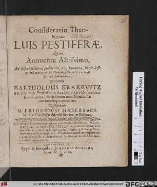 Consideratio Theologica Luis Pestiferae
