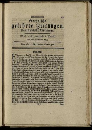 Fünf und vierzigstes Stück, den 9ten November 1793.