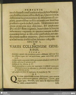Sectio I. de Variis Collisionum Generibus