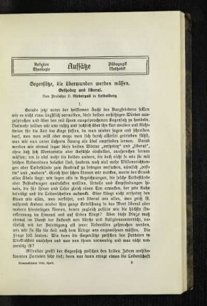 Gegensätze, die überwunden werden müssen : othodox und liberal