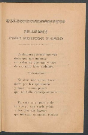 Relaciones para pericón y gato