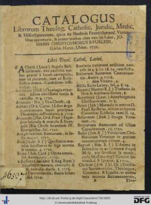 Libri Theol. Cathol. Latini.
